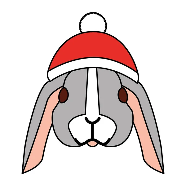 Mignon Lapin Avec Chapeau Chaud Illustration Vectorielle Noël — Image vectorielle