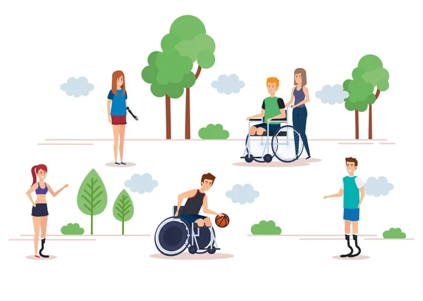 Disabled people set design — Stock Vector