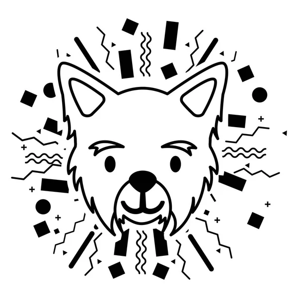Hund Ansikte Party Fest Konfetti Vektorillustration — Stock vektor