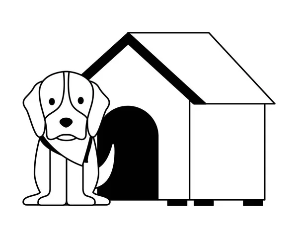 Lindo Perro Mascota Casa Vector Ilustración — Archivo Imágenes Vectoriales