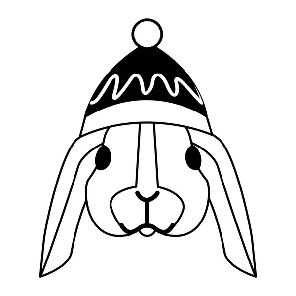 Mignon Lapin Avec Chapeau Chaud Illustration Vectorielle Noël — Image vectorielle