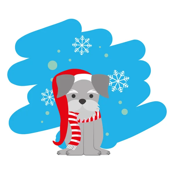 Dog Snowflake Winter Clothes Christmas Vector Illustration Vector Illustration — Stock Vector