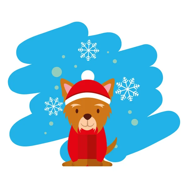 Dog Snowflake Winter Clothes Christmas Vector Illustration Vector Illustration — Stock Vector