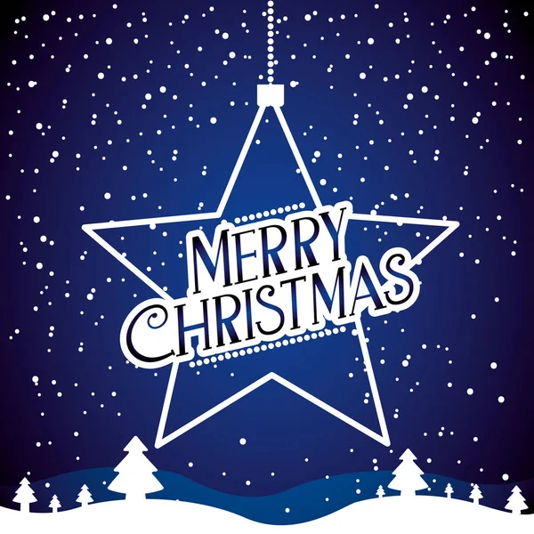 Étoile Hiver Paysage Joyeux Noël Carte Vecteur Illustration — Image vectorielle