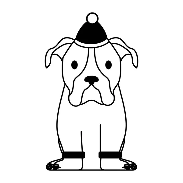 Собака Светром Капелюхом Весела Різдвяна Векторні Ілюстрації — стоковий вектор