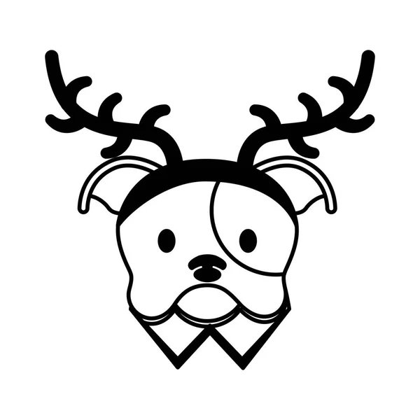 Pes Rohy Veselé Vánoční Přání Vektorové Ilustrace — Stockový vektor
