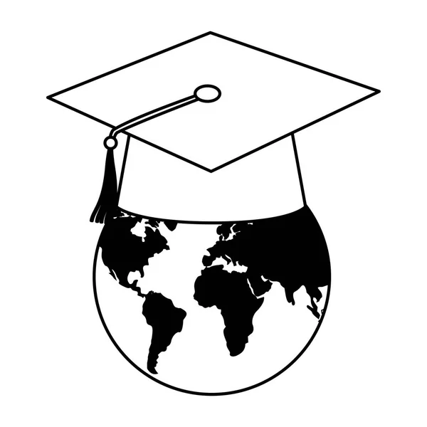 World Graduation Hat Education School Vector Illustration — Stock Vector