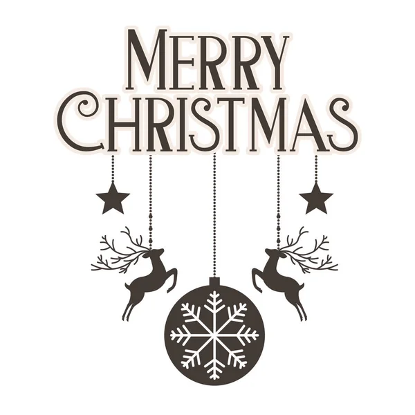 Pendaison Cerf Boule Étoile Joyeux Noël Décoration Vectoriel Illustration — Image vectorielle