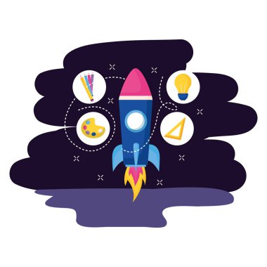 roket eğitim alan arka plan vektör çizim üzerinde