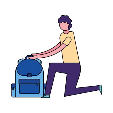 adam sırt çantası eğitim okul vektör çizim ile