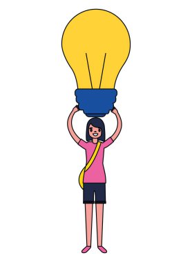 ampul yaratıcılık eğitim okul vektör çizim tutan kız