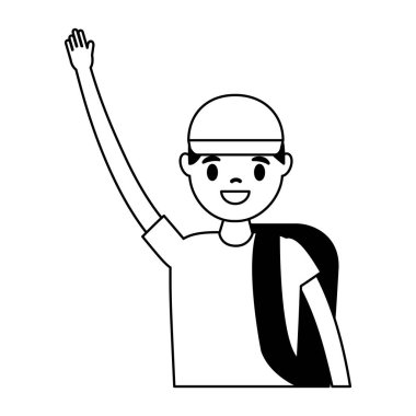 Gezgin adam turist üzerinde beyaz arka plan vektör çizim 