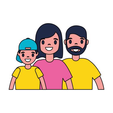 portre aile anne ve oğlu vektör çizim 