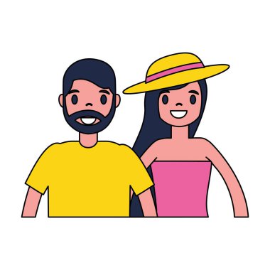 Erkek ve kadın karakter karikatür vektör çizim 