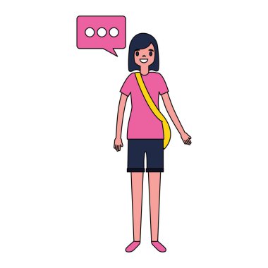 kadın karakter konuşma balonu vektör çizim ile 