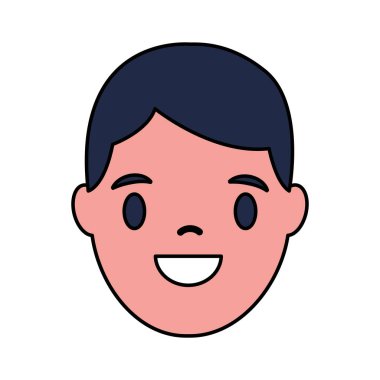 Beyaz arka plan vektör çizim gülümseyen adam yüzünde 