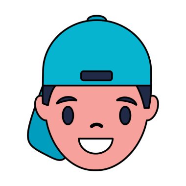 Beyaz arka plan vektör çizim gülümseyen adam yüzünde 