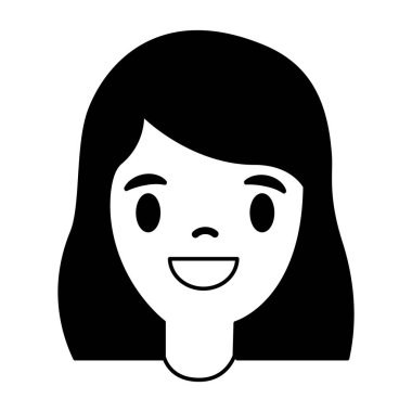 Beyaz arka plan vektör çizim üzerinde gülümseyen kız portre 