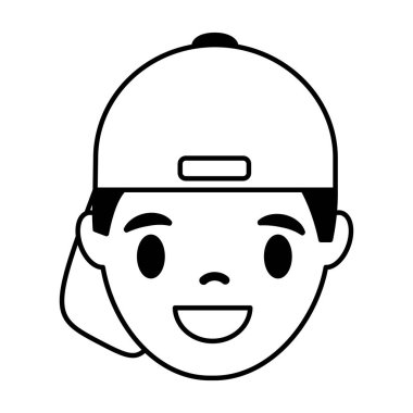 Beyaz arka plan vektör çizim gülümseyen adam yüzünde 