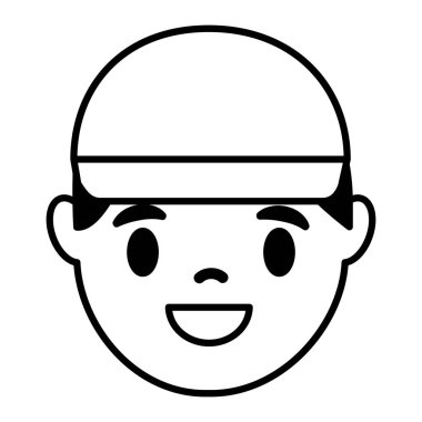 Beyaz arka plan vektör çizim gülümseyen adam yüzünde 