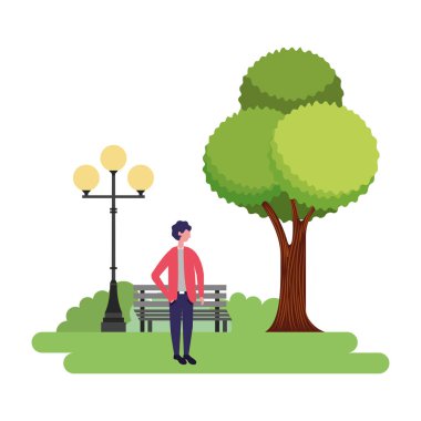 adam park vektör çizim içinde ayakta