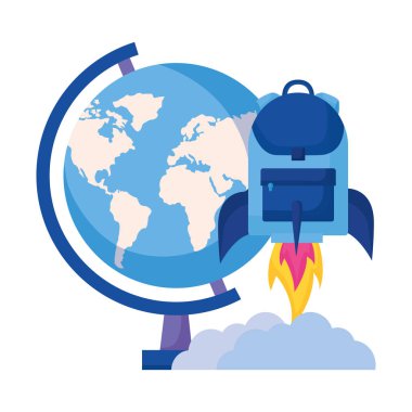 roket sırt çantası eğitim okul vektör illüstrasyon