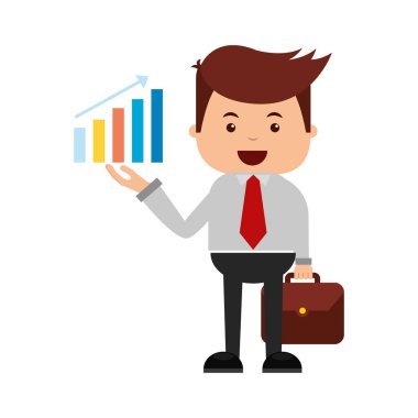 Evrak çantası ve grafik arama motoru optimizasyonu vektör çizim ile işadamı