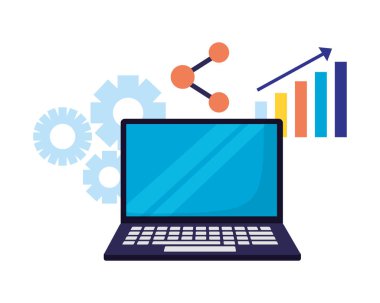 dizüstü bilgisayar istatistikleri diyagramı paylaşım arama motoru optimizasyonu vektör çizim
