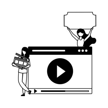 iki kadın film oyuncu vektör çizim Bilet