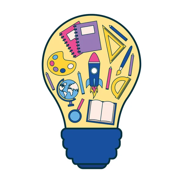 Izzó Kreativitás Ellátás Oktatás Iskola Vektoros Illusztráció — Stock Vector