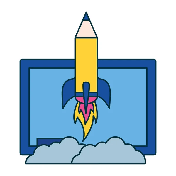 Schoolbord Raket Onderwijs School Vectorillustratie — Stockvector