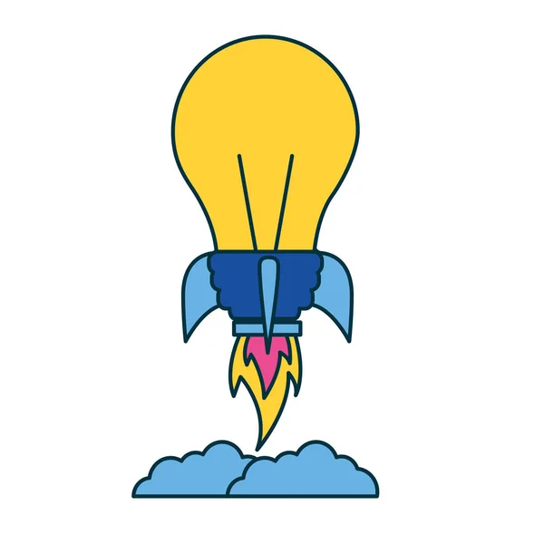 Bulbo Creatividad Cohete Educación Escuela Vector Ilustración — Vector de stock