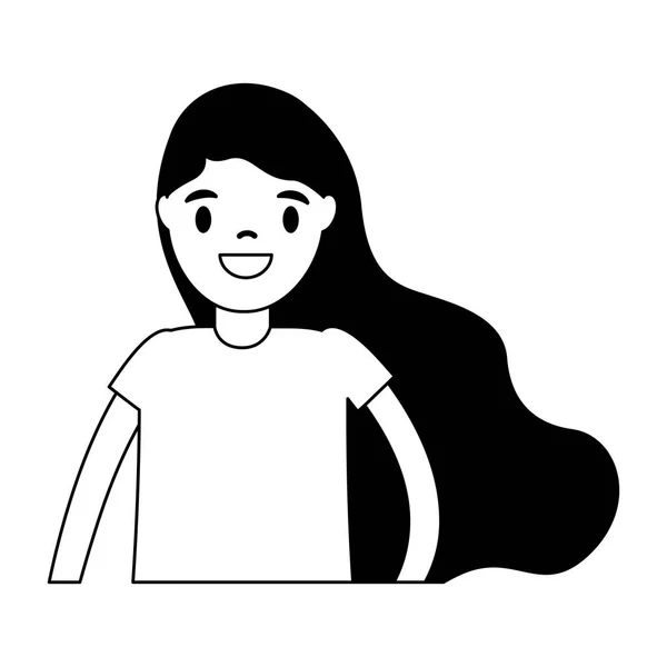 Lächeln Mädchen Porträt Auf Weißem Hintergrund Vektor Illustration — Stockvektor