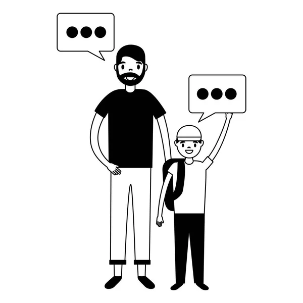 father and son family speech bubble vector illustration