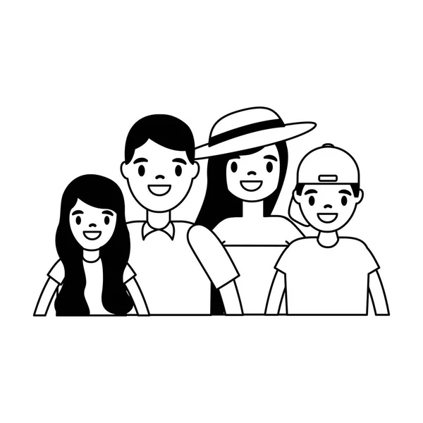 Famille Parents Enfants Ensemble Illustration Vectorielle — Image vectorielle