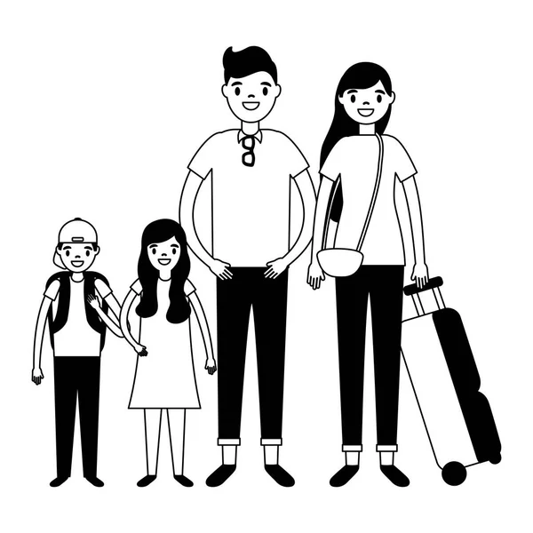 Rodzina Podróżujący Turystyczne Bagażu Wakacje Wektor Ilustracja — Wektor stockowy