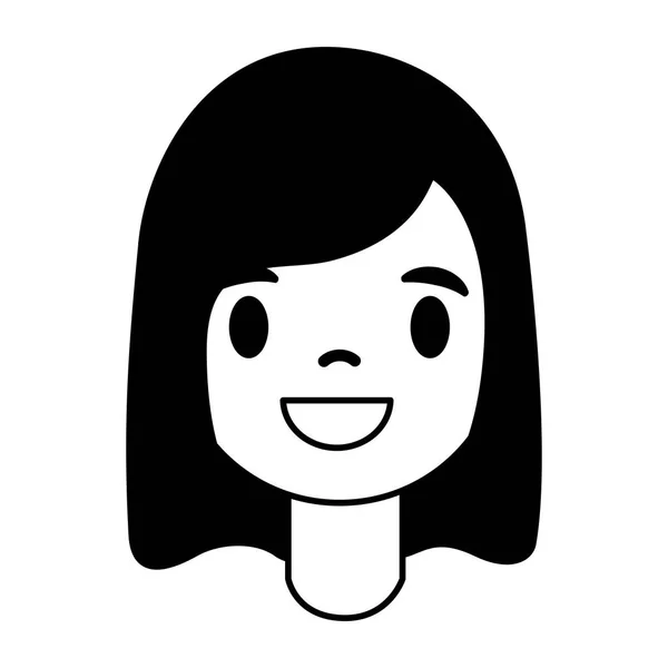 Sorridente Menina Retrato Fundo Branco Vetor Ilustração — Vetor de Stock