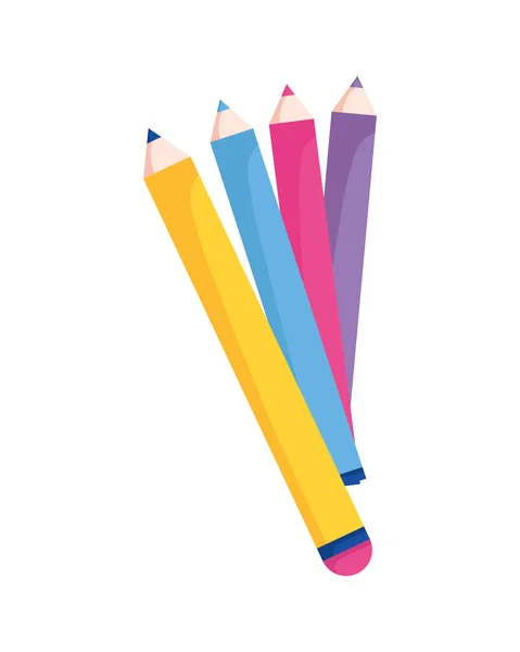 Lápices Color Educación Escuela Fondo Blanco Vector Ilustración — Vector de stock