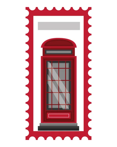 Postage Stamp London Telephone Booth Vector Illustration — Stock Vector