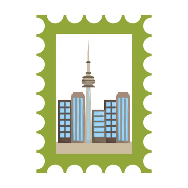 Briefmarke Wahrzeichen Der Stadt Berühmte Vektorillustration — Stockvektor
