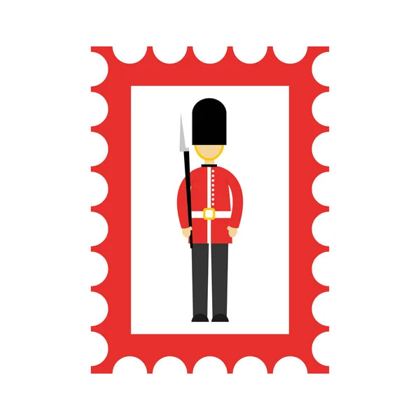 Timbre Poste London Anglais Soldat Vecteur Illustration — Image vectorielle
