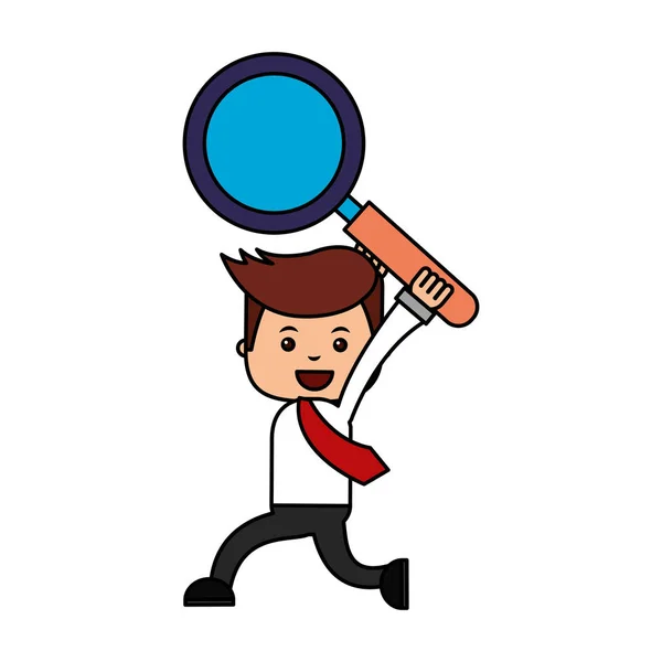 Businessman Magnifying Glass Search Engine Optimization Vector Illustration — Stock Vector