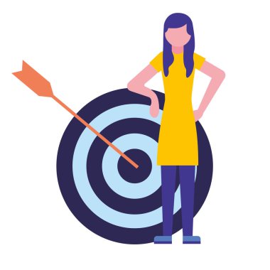 vektör çizim pazarlama hedef duran kadın