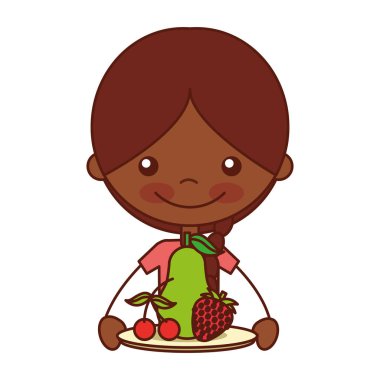 armut çilek ve vişne ile kız vektör çizim