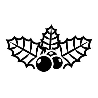 Holly merry christmas dekorasyon vektör çizim çilek