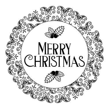 merry christmas dekorasyon kutlama vektör çizim yazı