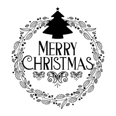 merry christmas dekorasyon kutlama vektör çizim yazı