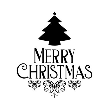 merry christmas dekorasyon kutlama vektör çizim yazı