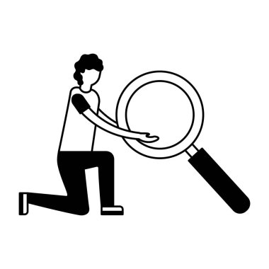 büyük büyüteç vektör çizim tutan adam