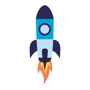 Roket fırlatma beyaz arka plan vektör çizim üzerinde